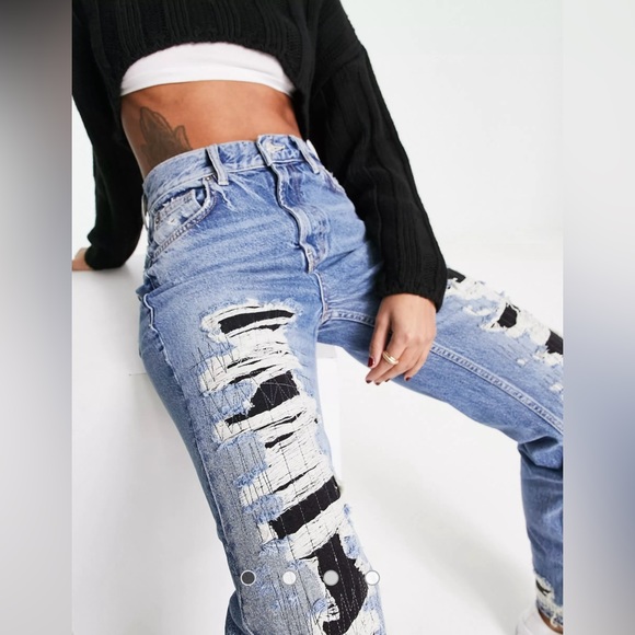 Free People Mccoy destroyed boyfriend jeans in blue - Picture 2 of 8